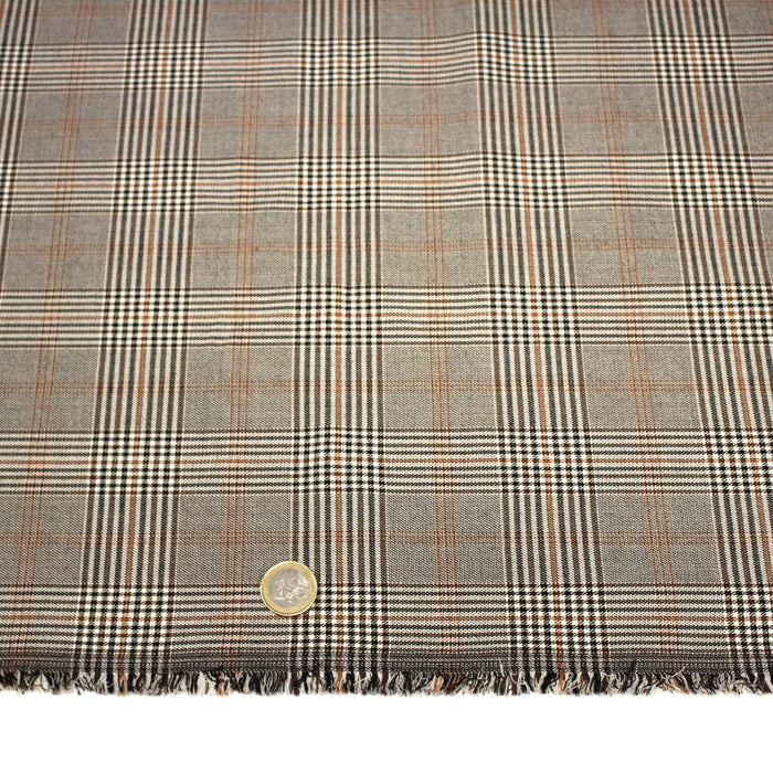 Tissu Prince de Galles noir blanc et ocre - STANDARD 100 OEKO - TEX - TissusPapi.com