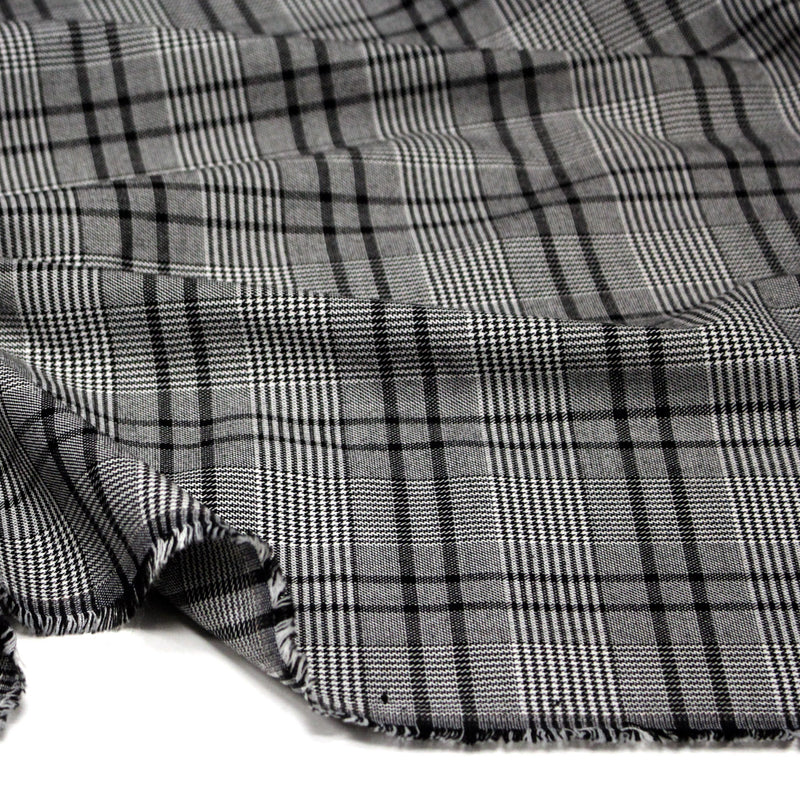 Tissu Prince de Galles noir blanc et liserés noirs - STANDARD 100 OEKO - TEX - TissusPapi.com