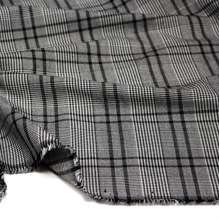 Tissu Prince de Galles noir blanc et liserés noirs - STANDARD 100 OEKO - TEX - TissusPapi.com