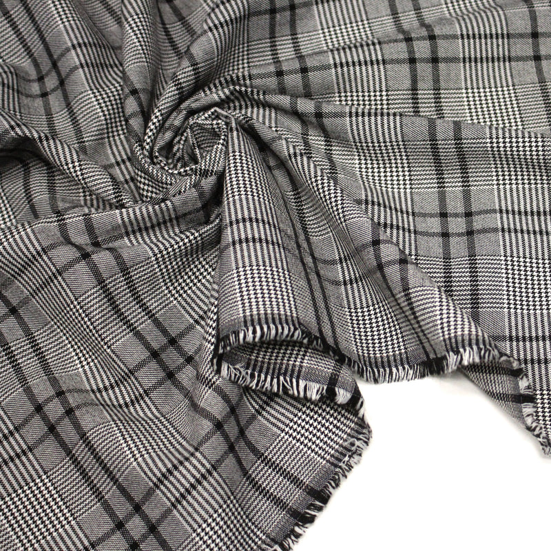Tissu Prince de Galles noir blanc et liserés noirs - STANDARD 100 OEKO - TEX - TissusPapi.com