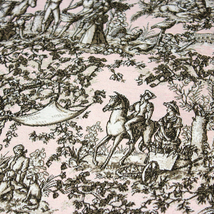Tissu jacquard Toile de Jouy Campagne 18ème siècle, tons rose pâle, ta —  Tissus Papi