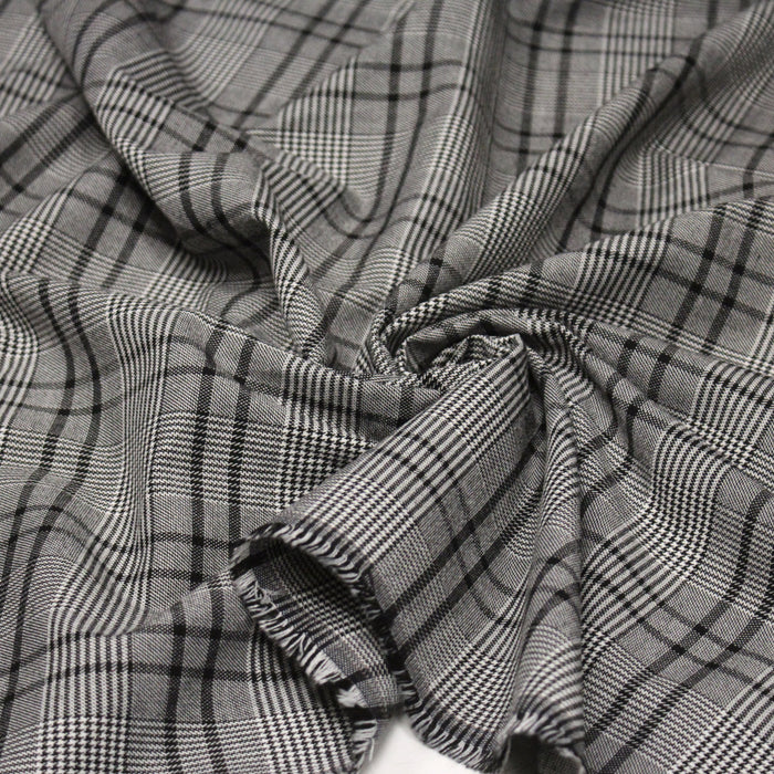 Tissu Prince de Galles noir blanc et liserés noirs - STANDARD 100 OEKO - TEX - TissusPapi.com