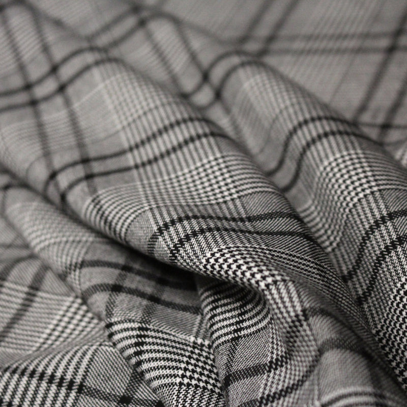 Tissu Prince de Galles noir blanc et liserés noirs - STANDARD 100 OEKO - TEX - TissusPapi.com