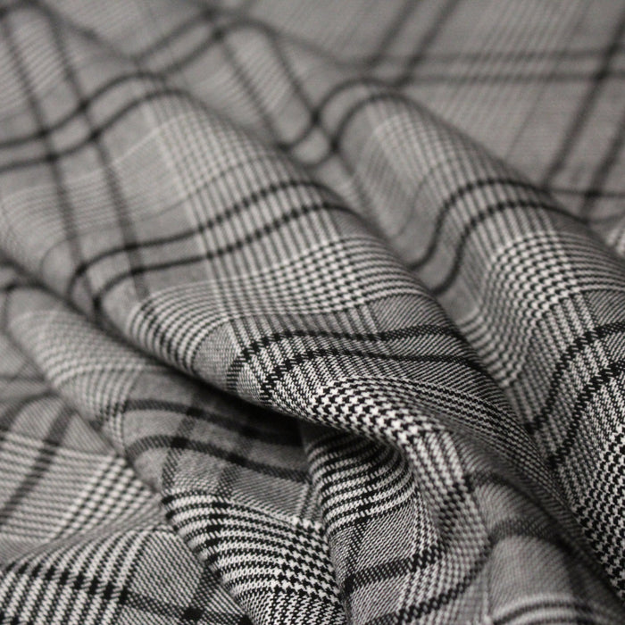 Tissu Prince de Galles noir blanc et liserés noirs - STANDARD 100 OEKO - TEX - TissusPapi.com