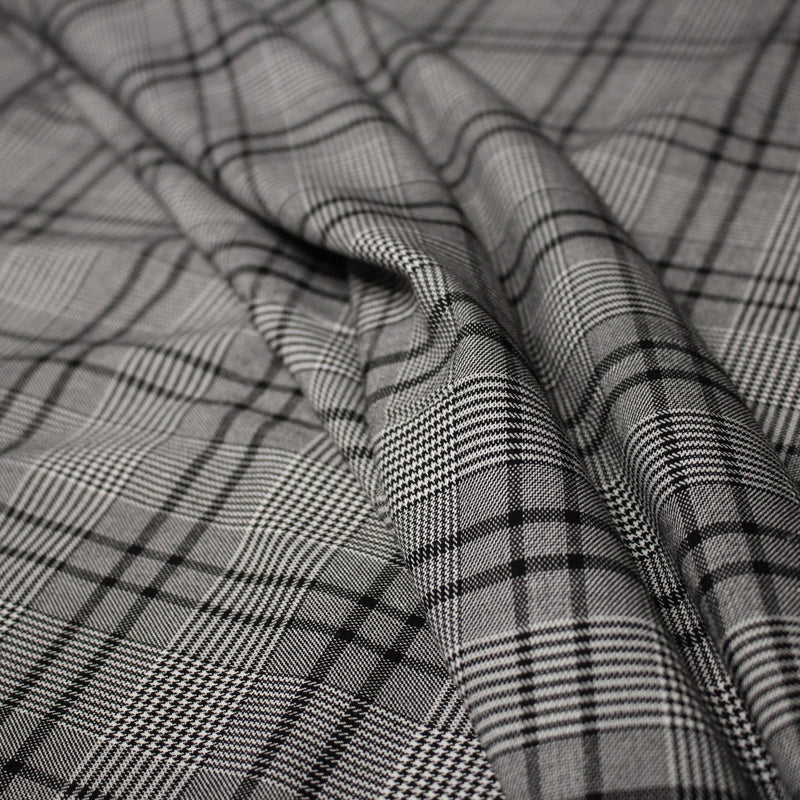 Tissu Prince de Galles noir blanc et liserés noirs - STANDARD 100 OEKO - TEX - TissusPapi.com