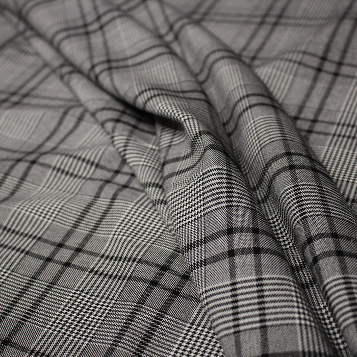 Tissu Prince de Galles noir blanc et liserés noirs - STANDARD 100 OEKO - TEX - TissusPapi.com