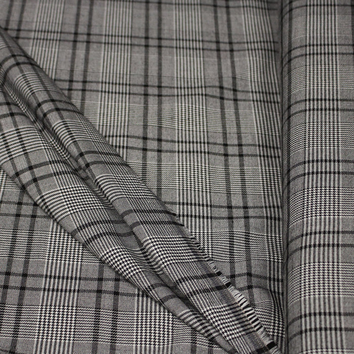 Tissu Prince de Galles noir blanc et liserés noirs - STANDARD 100 OEKO - TEX - TissusPapi.com