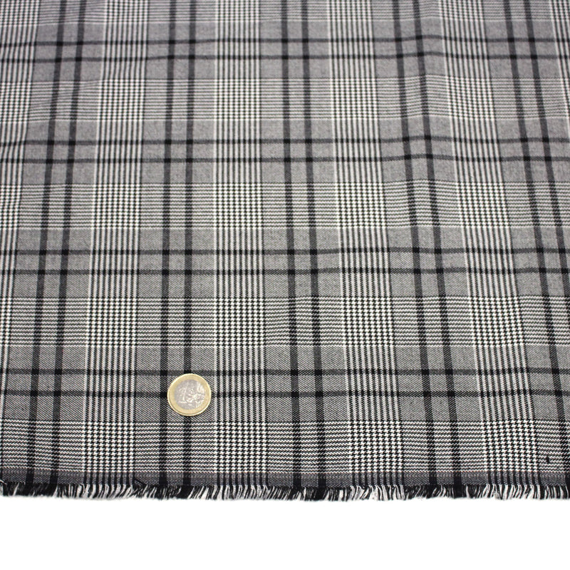 Tissu Prince de Galles noir blanc et liserés noirs - STANDARD 100 OEKO - TEX - TissusPapi.com