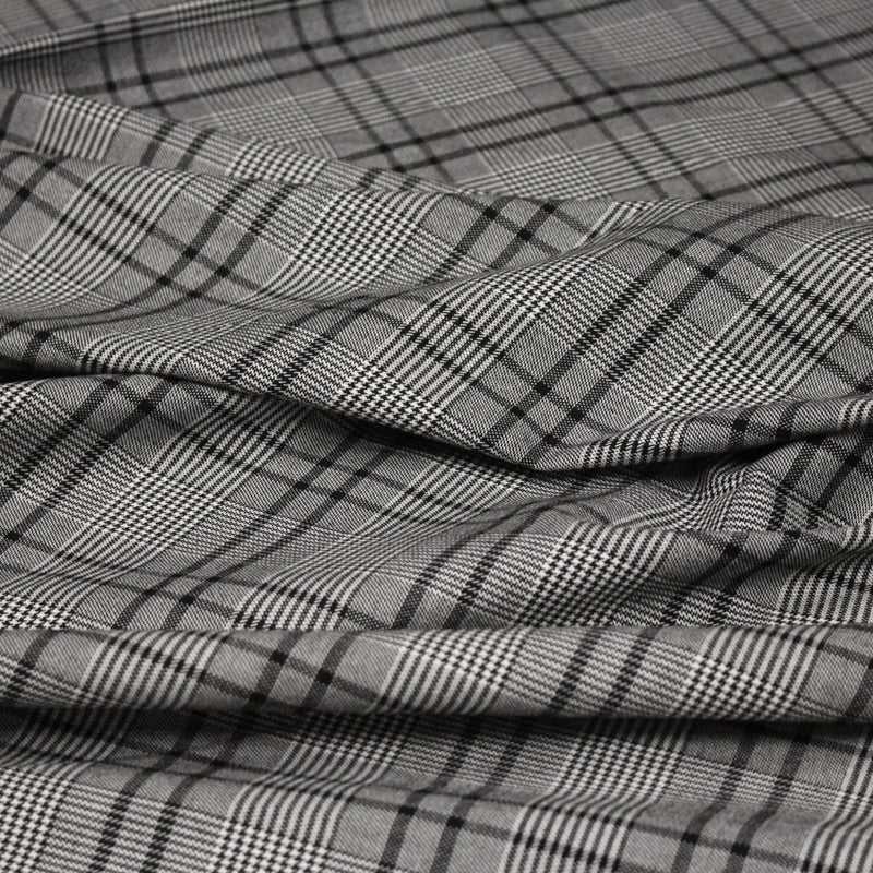 Tissu Prince de Galles noir blanc et liserés noirs - STANDARD 100 OEKO - TEX - TissusPapi.com