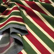 Tissu velours côtelé aux larges rayures rouges et vertes, tissage jacquard - TissusPapi.com