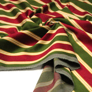 Tissu velours côtelé aux larges rayures rouges et vertes, tissage jacquard - TissusPapi.com