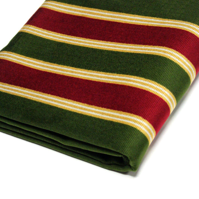 Tissu velours côtelé aux larges rayures rouges et vertes, tissage jacquard