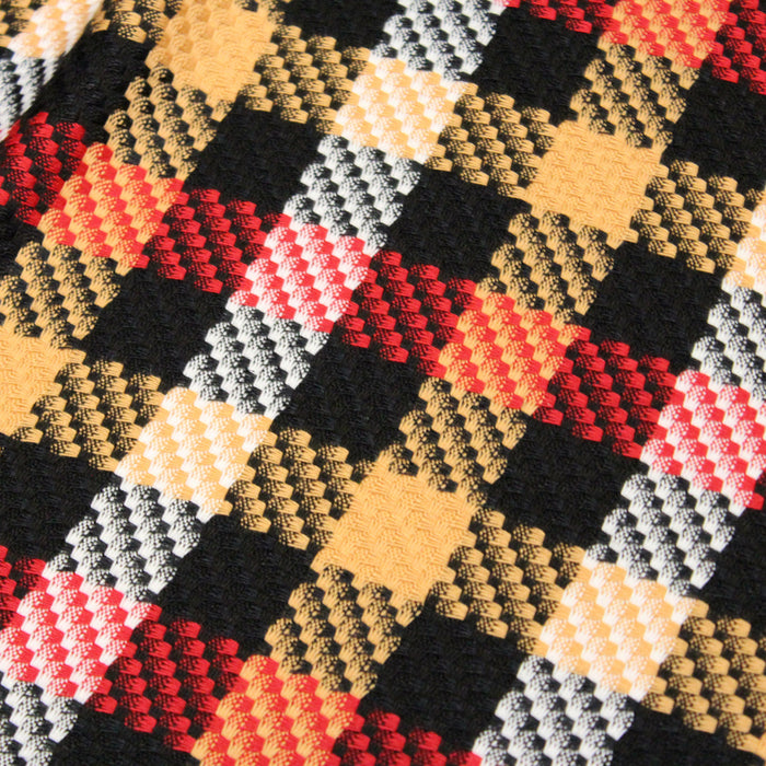 Tissu tartan carreaux noirs rouges blancs et ocres - Fabrication italienne
