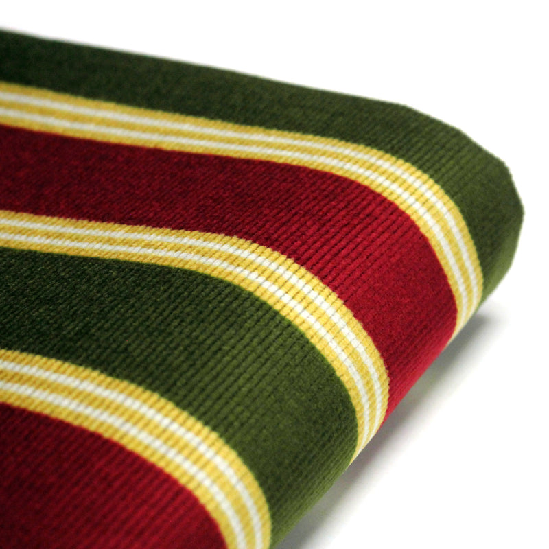Tissu velours côtelé aux larges rayures rouges et vertes, tissage jacquard - TissusPapi.com