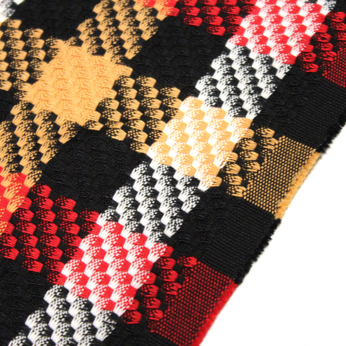 Tissu tartan carreaux noirs rouges blancs et ocres - Fabrication italienne