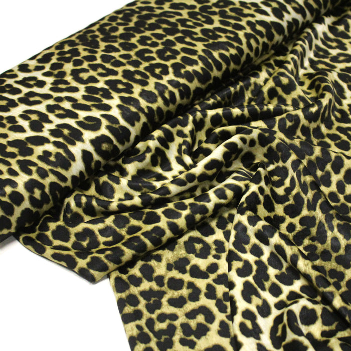 Tissu habillement satin velours, imprimé motif LEOPARD, plusieurs couleurs - TissusPapi.com