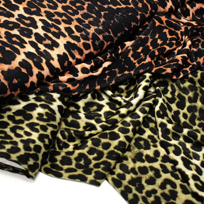 Tissu habillement satin velours, imprimé motif LEOPARD, plusieurs couleurs - TissusPapi.com