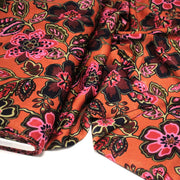 Tissu habillement satin velours, imprimé motif fleuri INDIENNES, nombreuses couleurs - TissusPapi.com
