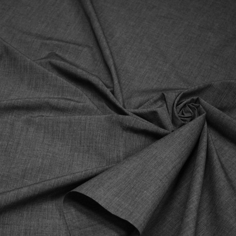 Tissu habillement popeline coton, gris anthracite chiné - En destockage, idéal comme toile à patron, comme doublure ! - TissusPapi.com