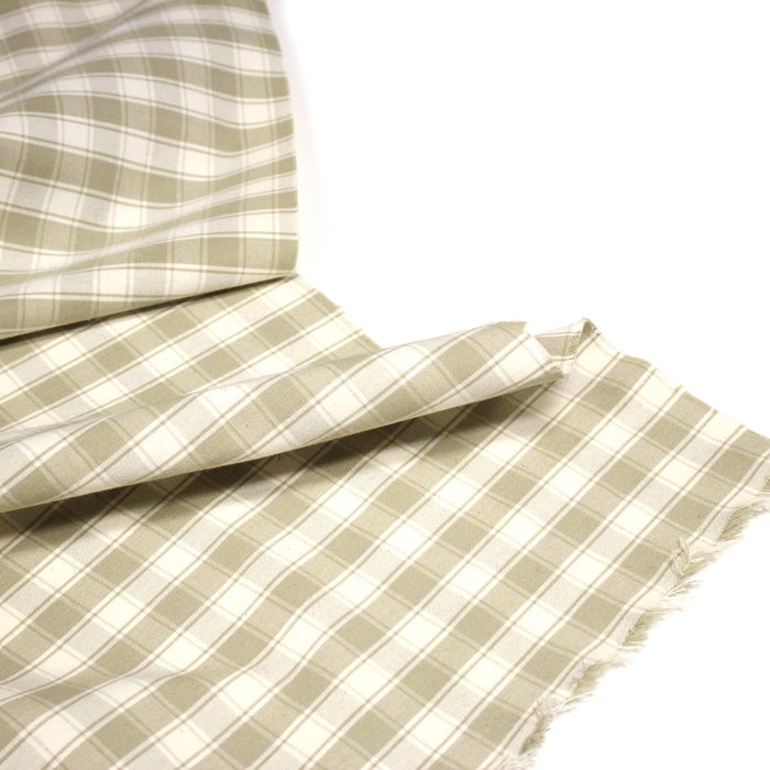 Tissu coton tissé carreaux écrus & blanc cassé - Fabrication française