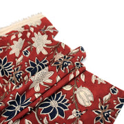 Tissu coton fin imprimé INDIENNES, rouge aux fleurs bleues et écrues – STANDARD 100 OEKO - TEX - TissusPapi.com