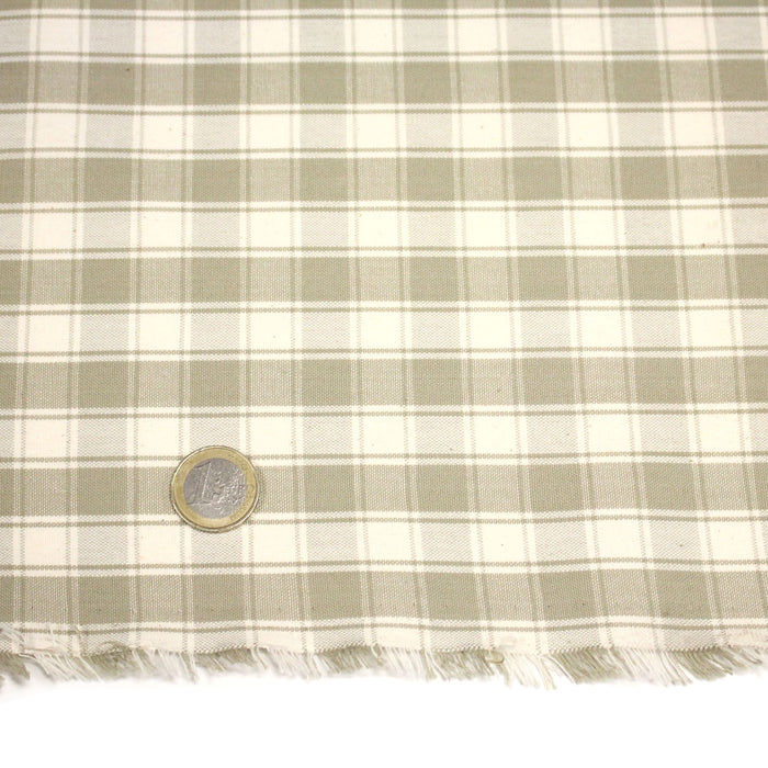 Tissu coton tissé carreaux écrus & blanc cassé - Fabrication française