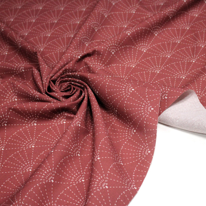Tissu cotonnade motif japonais SASHIKO & SENSU – rouge & écru - TissusPapi.com