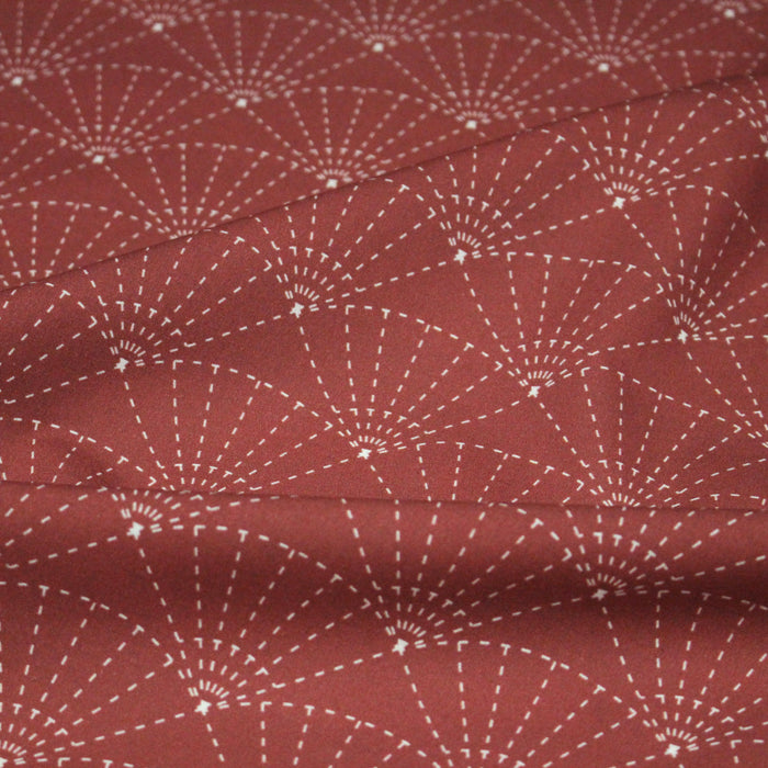 Tissu cotonnade motif japonais SASHIKO & SENSU – rouge & écru - TissusPapi.com