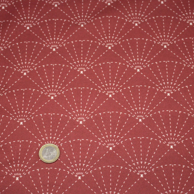 Tissu cotonnade motif japonais SASHIKO & SENSU – rouge & écru - TissusPapi.com