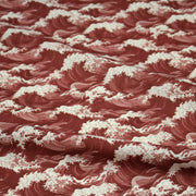 Tissu cotonnade motif de la vague d’HOKUSAI, rouge & écru - TissusPapi.com