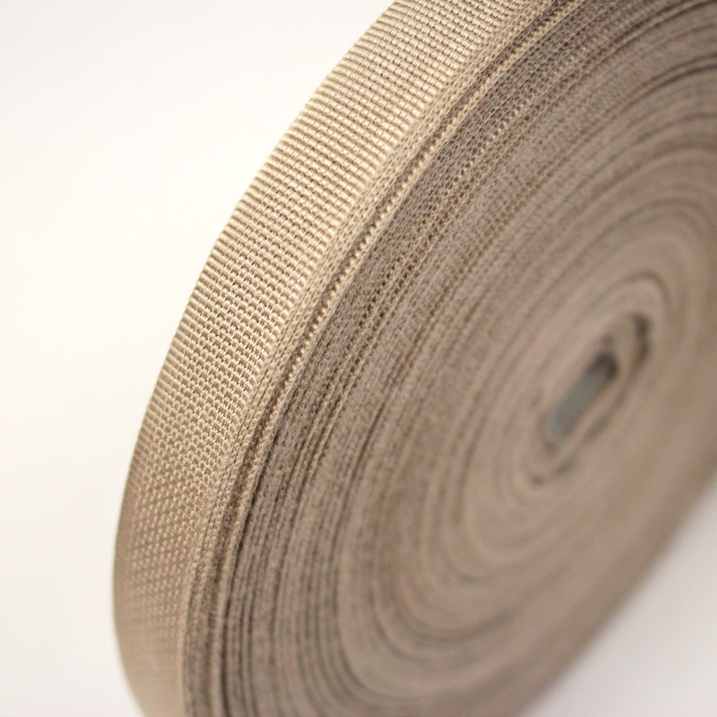 Ruban gros grain beige 14mm - Galette de 50 mètres - Fabrication française - TissusPapi.com