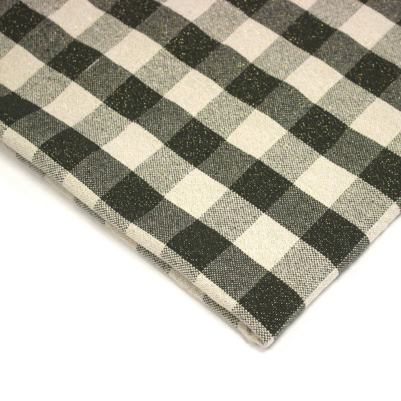 Tissu coton VICHY LUREX grands carreaux 25mm : rouge doré ou kaki doré ! - TissusPapi.com