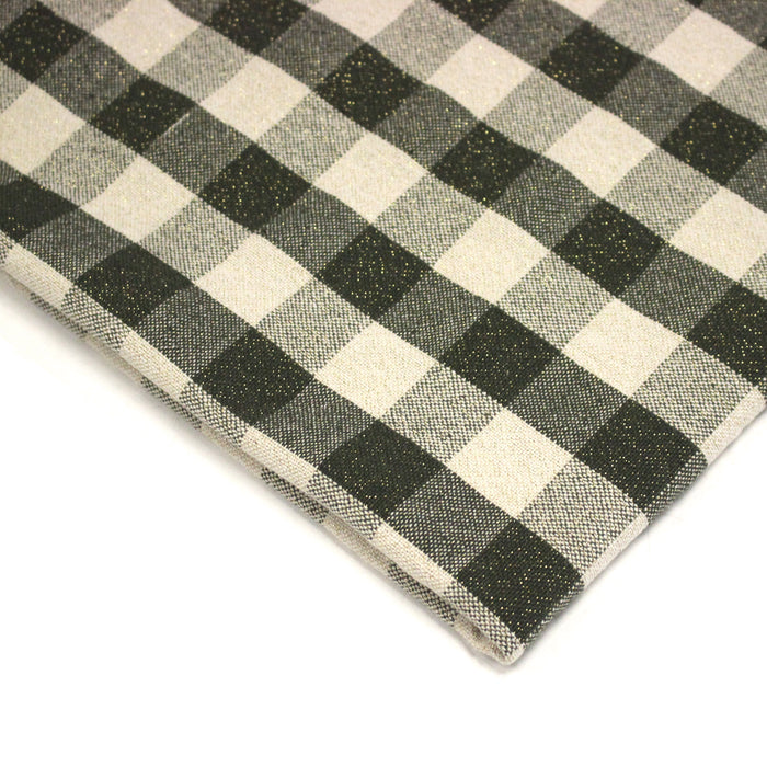 Tissu coton VICHY LUREX grands carreaux 25mm : rouge doré ou kaki doré !