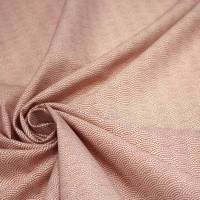 Tissu cotonnade motif japonais SEIGAIHA : écru/rouge et rouge/écru - COLLECTION JAPON ROUGE - TissusPapi.com