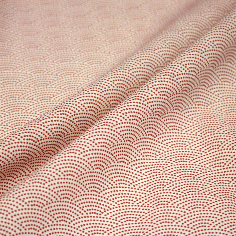 Tissu cotonnade motif japonais SEIGAIHA : écru/rouge et rouge/écru - COLLECTION JAPON ROUGE - TissusPapi.com