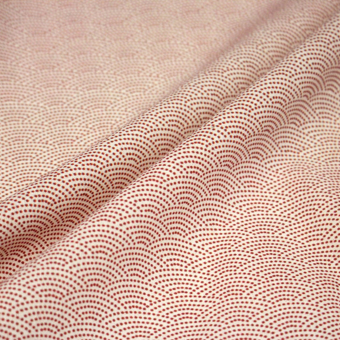 Tissu cotonnade motif japonais SEIGAIHA : écru/rouge et rouge/écru - COLLECTION JAPON ROUGE - TissusPapi.com