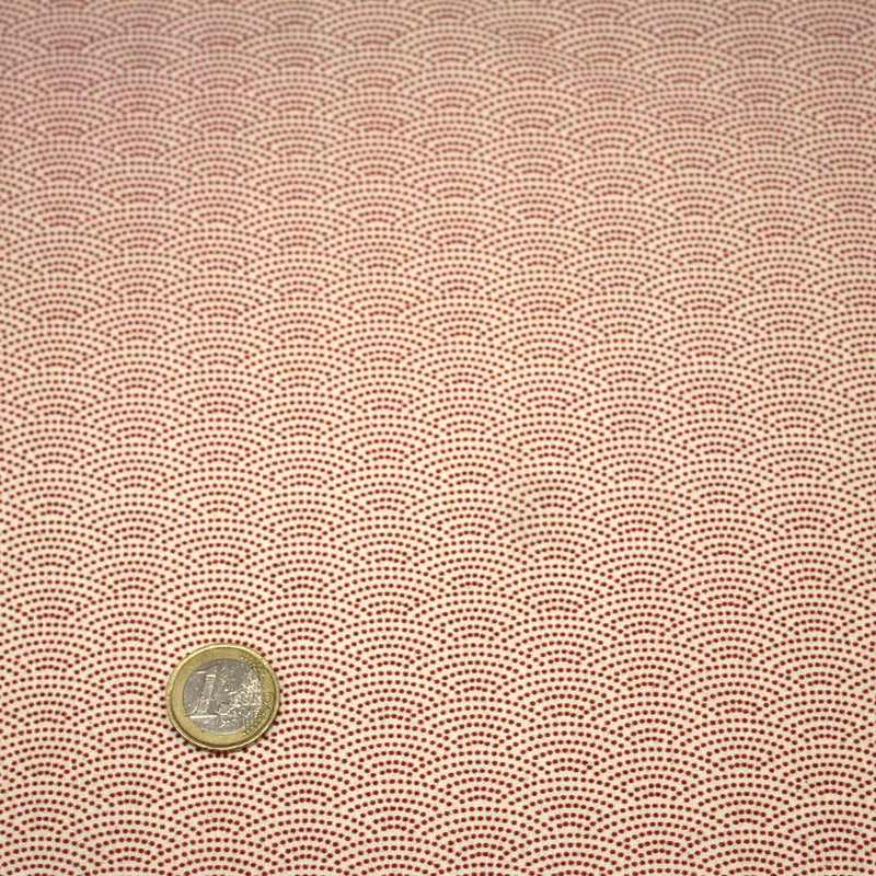 Tissu cotonnade motif japonais SEIGAIHA : écru/rouge et rouge/écru - COLLECTION JAPON ROUGE - TissusPapi.com
