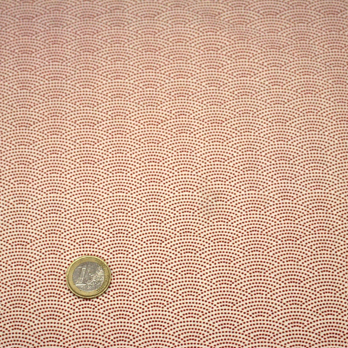 Tissu cotonnade motif japonais SEIGAIHA : écru/rouge et rouge/écru - COLLECTION JAPON ROUGE - TissusPapi.com