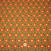 Tissu cotonnade aux fleurs SEVENTIES roses jaunes et rouges, fond kaki - OEKO-TEX STANDARD 100 - TissusPapi.com