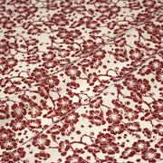 Tissu cotonnade motif japonais HANA aux fleurs de cerisier, tons écrus et rouges - TissusPapi.com
