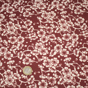 Tissu cotonnade motif japonais HANA aux fleurs de cerisier, tons écrus et rouges - TissusPapi.com