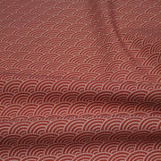 Tissu cotonnade motif japonais SEIGAIHA & POIS, écru fond rouge - TissusPapi.com