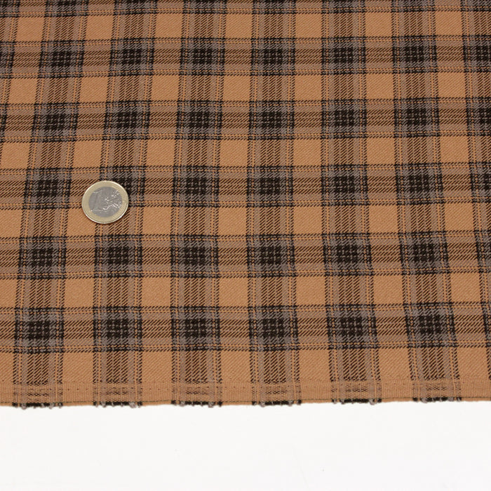 Tissu habillement Tartan carreaux motif traditionnel ocre et gris