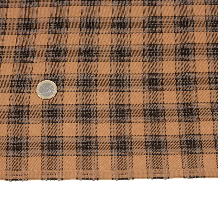 Tissu habillement Tartan carreaux motif traditionnel ocre et gris