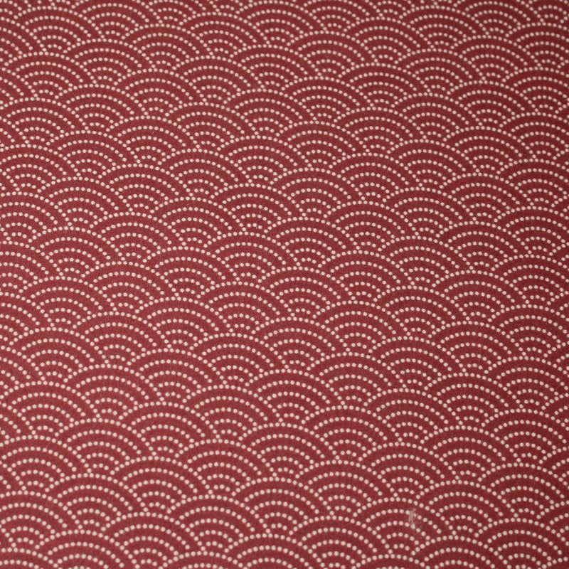Tissu cotonnade motif japonais SEIGAIHA & POIS, écru fond rouge - TissusPapi.com