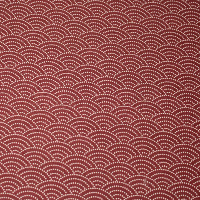 Tissu cotonnade motif japonais SEIGAIHA & POIS, écru fond rouge - TissusPapi.com