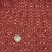 Tissu cotonnade motif japonais KA - KASURI, aux fines croix écrues, fond rouge - TissusPapi.com