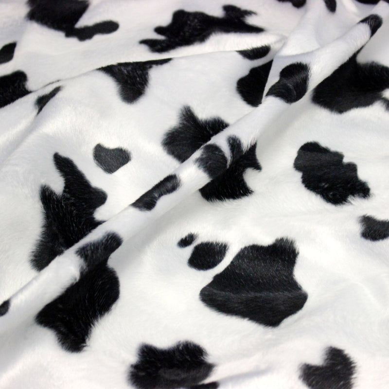 Tissu Velours imprimé motif VACHE noir et blanc - TissusPapi.com