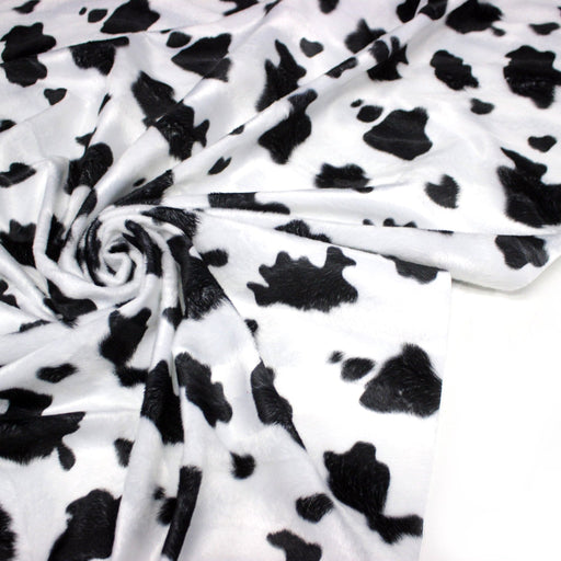Tissu Velours imprimé motif VACHE noir et blanc - TissusPapi.com