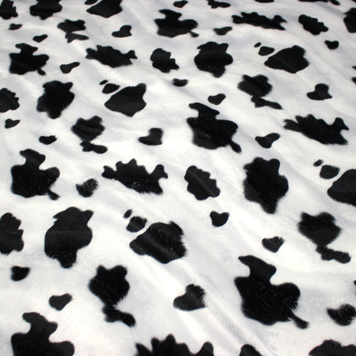 Tissu Velours imprimé motif VACHE noir et blanc